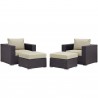 Modway Convene 4 Piece Outdoor Patio Sectional Set in Espresso Beige - Set in Front Side Angle