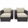 Modway Convene 4 Piece Outdoor Patio Sectional Set in Espresso Beige - Set in Front Angle - Modway Convene 4 Piece Outdoor Patio Sectional Set in Espresso Beige - Set in Front Angle