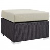 Modway Convene 4 Piece Outdoor Patio Sectional Set in Espresso Beige - Ottoman in Front Side Angle