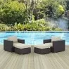 Modway Convene 4 Piece Outdoor Patio Sectional Set in Espresso Beige - Lifestyle - Modway Convene 4 Piece Outdoor Patio Sectional Set in Espresso Beige - Lifestyle