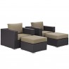 Modway Convene 4 Piece Outdoor Patio Sectional Set in Espresso Mocha - Set in Front Side Angle