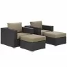 Modway Convene 4 Piece Outdoor Patio Sectional Set in Espresso Mocha - Set in Front Side Angle - Modway Convene 4 Piece Outdoor Patio Sectional Set in Espresso Mocha - Set in Front Side Angle