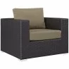 Modway Convene 4 Piece Outdoor Patio Sectional Set in Espresso Mocha - Armchair in Front Side Angle - Modway Convene 4 Piece Outdoor Patio Sectional Set in Espresso Mocha - Armchair in Front Side Angle