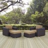 Modway Convene 4 Piece Outdoor Patio Sectional Set in Espresso Mocha - Lifestyle