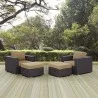 Modway Convene 4 Piece Outdoor Patio Sectional Set in Espresso Mocha - Lifestyle - Modway Convene 4 Piece Outdoor Patio Sectional Set in Espresso Mocha - Lifestyle