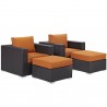 Modway Convene 4 Piece Outdoor Patio Sectional Set - Espresso Orange - Set in Front Side Angle
