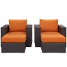 Modway Convene 4 Piece Outdoor Patio Sectional Set - Espresso Orange - Set in Front Angle