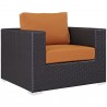 Modway Convene 4 Piece Outdoor Patio Sectional Set - Espresso Orange - Armchair in Front Side Angle