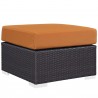 Modway Convene 4 Piece Outdoor Patio Sectional Set - Espresso Orange - Ottoman in Front Side Angle