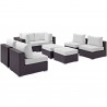 Modway Convene 8 Piece Outdoor Patio Sectional Set in Espresso White - Set in Front Side Angle