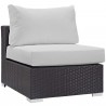 Modway Convene 8 Piece Outdoor Patio Sectional Set in Espresso White - Armless Chair in Front Side Angle