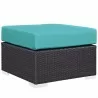 Modway Convene 8 Piece Outdoor Patio Sectional Set - Espresso Turquoise - Ottoman in Front Side Angle - Modway Convene 8 Piece Outdoor Patio Sectional Set - Espresso Turquoise - Ottoman in Front Side Angle