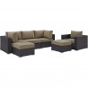 Modway Convene 6 Piece Outdoor Patio Sectional Set - Espresso Mocha - Set in Front Side Angle - Modway Convene 6 Piece Outdoor Patio Sectional Set - Espresso Mocha - Set in Front Side Angle