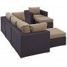 Modway Convene 6 Piece Outdoor Patio Sectional Set - Espresso Mocha - Set in Back Side Angle - Modway Convene 6 Piece Outdoor Patio Sectional Set - Espresso Mocha - Set in Back Side Angle