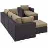Modway Convene 6 Piece Outdoor Patio Sectional Set - Espresso Mocha - Set in Back Side Angle - Modway Convene 6 Piece Outdoor Patio Sectional Set - Espresso Mocha - Set in Back Side Angle