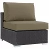 Modway Convene 6 Piece Outdoor Patio Sectional Set - Espresso Mocha - Armless Chair in Front Side Angle - Modway Convene 6 Piece Outdoor Patio Sectional Set - Espresso Mocha - Armless Chair in Front Side Angle