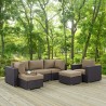 Modway Convene 6 Piece Outdoor Patio Sectional Set - Espresso Mocha - Lifestyle - Modway Convene 6 Piece Outdoor Patio Sectional Set - Espresso Mocha - Lifestyle