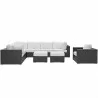 Modway Convene 9 Piece Outdoor Patio Sectional Set - Espresso White - Set in Front Angle - Modway Convene 9 Piece Outdoor Patio Sectional Set - Espresso White - Set in Front Angle