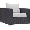 Modway Convene 9 Piece Outdoor Patio Sectional Set - Espresso White - Armchair in Front Side Angle
