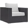 Modway Convene 9 Piece Outdoor Patio Sectional Set - Espresso White - Armchair in Front Side Angle - Modway Convene 9 Piece Outdoor Patio Sectional Set - Espresso White - Armchair in Front Side Angle