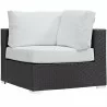 Modway Convene 9 Piece Outdoor Patio Sectional Set - Espresso White - Corner Chair in Front Side Angle - Modway Convene 9 Piece Outdoor Patio Sectional Set - Espresso White - Corner Chair in Front Side Angle