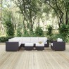 Modway Convene 9 Piece Outdoor Patio Sectional Set - Espresso White - Lifestyle