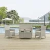 Modway Bridge 4 Piece Outdoor Patio Patio Conversation Set - Light Gray Beige - Lifestyle - Modway Bridge 4 Piece Outdoor Patio Patio Conversation Set - Light Gray Beige - Lifestyle