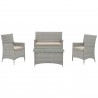Modway Bridge 4 Piece Outdoor Patio Patio Conversation Set - Light Gray Beige - Set in Front Angle