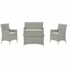 Modway Bridge 4 Piece Outdoor Patio Patio Conversation Set - Light Gray Beige - Set in Front Angle - Modway Bridge 4 Piece Outdoor Patio Patio Conversation Set - Light Gray Beige - Set in Front Angle