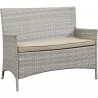 Modway Bridge 4 Piece Outdoor Patio Patio Conversation Set - Light Gray Beige - Loveseat in Front Side Angle
