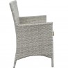 Modway Bridge 4 Piece Outdoor Patio Patio Conversation Set - Light Gray Beige - Loveseat in Side Angle