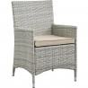 Modway Bridge 4 Piece Outdoor Patio Patio Conversation Set - Light Gray Beige - Armchair in Front Side Angle