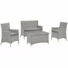 Modway Bridge 4 Piece Outdoor Patio Patio Conversation Set - Light Gray Gray - Set in Front Side Angle - Modway Bridge 4 Piece Outdoor Patio Patio Conversation Set - Light Gray Gray - Set in Front Side Angle