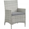 Modway Bridge 4 Piece Outdoor Patio Patio Conversation Set - Light Gray Gray - Armchair in Front Side Angle