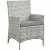 Modway Bridge 4 Piece Outdoor Patio Patio Conversation Set - Light Gray Gray - Armchair in Front Side Angle - Modway Bridge 4 Piece Outdoor Patio Patio Conversation Set - Light Gray Gray - Armchair in Front Side Angle