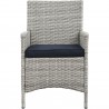 Modway Bridge 4 Piece Outdoor Patio Patio Conversation Set - Light Gray Navy - Armchair in Front Angle