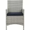 Modway Bridge 4 Piece Outdoor Patio Patio Conversation Set - Light Gray Navy - Armchair in Front Angle - Modway Bridge 4 Piece Outdoor Patio Patio Conversation Set - Light Gray Navy - Armchair in Front Angle