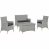 Modway Bridge 4 Piece Outdoor Patio Patio Conversation Set - Light Gray Navy - Set in Front Side Angle - Modway Bridge 4 Piece Outdoor Patio Patio Conversation Set - Light Gray Navy - Set in Front Side Angle