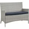 Modway Bridge 4 Piece Outdoor Patio Patio Conversation Set - Light Gray Navy - Loveseat in Front Side Angle - Modway Bridge 4 Piece Outdoor Patio Patio Conversation Set - Light Gray Navy - Loveseat in Front Side Angle