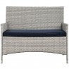 Modway Bridge 4 Piece Outdoor Patio Patio Conversation Set - Light Gray Navy - Loveseat in Front Angle