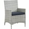 Modway Bridge 4 Piece Outdoor Patio Patio Conversation Set - Light Gray Navy - Armchair in Front Side Angle - Modway Bridge 4 Piece Outdoor Patio Patio Conversation Set - Light Gray Navy - Armchair in Front Side Angle