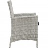 Modway Bridge 4 Piece Outdoor Patio Patio Conversation Set - Light Gray Navy - Armchair in Side Angle