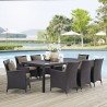 Modway Convene 9 Piece Outdoor Patio Dining Set - Espresso Mocha - Lifestyle