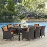 Modway Convene 9 Piece Outdoor Patio Dining Set - Espresso Orange - Lifestyle - Modway Convene 9 Piece Outdoor Patio Dining Set - Espresso Orange - Lifestyle