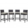 Modway Convene 4 Piece Outdoor Patio Pub Set - Espresso Beige - Set in Front Side Angle