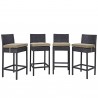 Modway Convene 4 Piece Outdoor Patio Pub Set - Espresso Mocha - Set in Front Side Angle