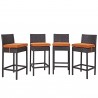 Modway Convene 4 Piece Outdoor Patio Pub Set in Espresso Orange - Set in Front Angle