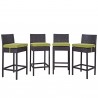 Modway Convene 4 Piece Outdoor Patio Pub Set in Espresso Peridot - Set in Front Angle