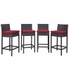 Modway Convene 4 Piece Outdoor Patio Pub Set - Espresso Red - Set in Front Angle
