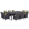 Modway Convene 11 Piece Outdoor Patio Dining Set - Espresso Peridot - Set in Front Side Angle